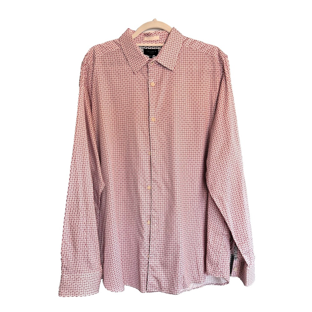Ted Baker London Mens Button Down Shirt USA Size XL Red Print EUC